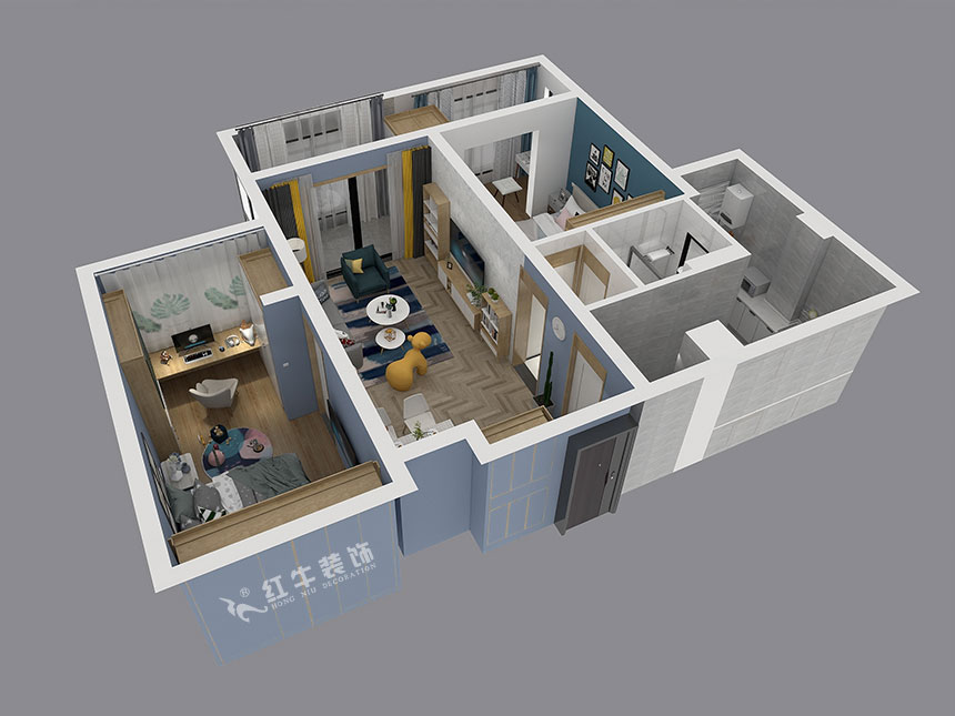 余玮_中航金城一号7-402-91㎡-北欧风格_2室2厅1卫（新房装修）_成品家￥151366_全包15